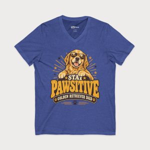 Stay Pawsitive Golden Retriever Dad V-Neck Tee