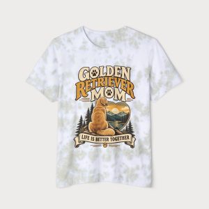 Golden Retriever Mom Tie-Dye T-Shirt — "Life Is Better Together"